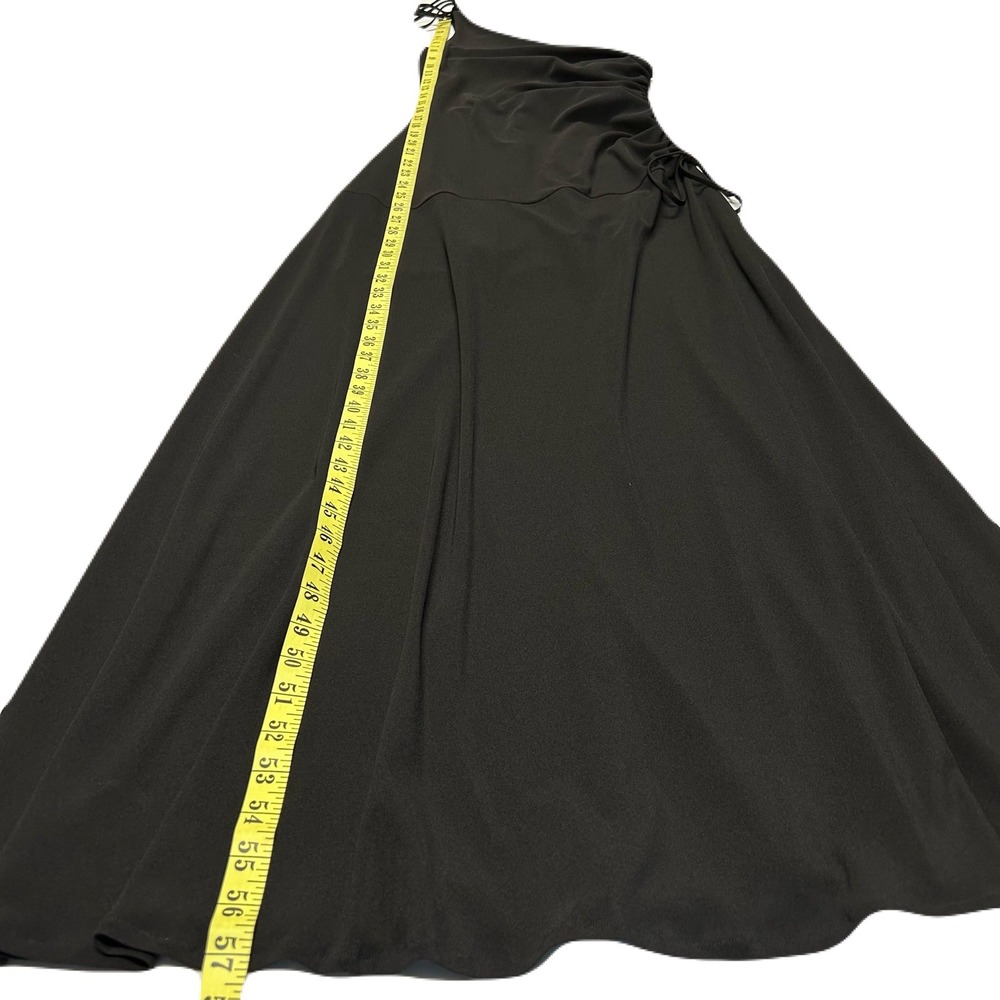Vtg Laundry Shelli Segal Asymmetric Long Evening Dress Sz 8 Ruched Glam Black - Picture 8 of 8